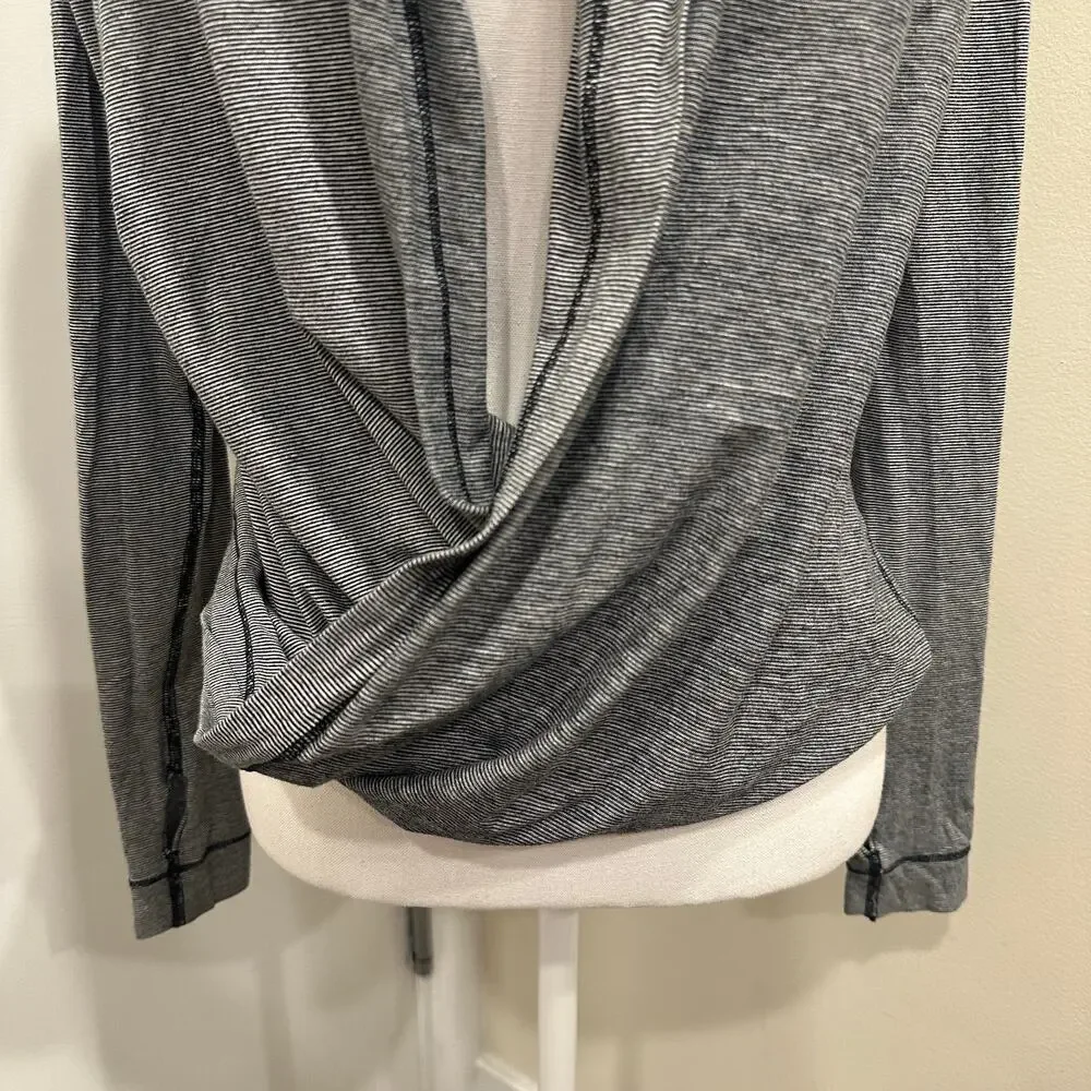 Lululemon Iconic‎ Wrap Surplice Top Wee Stripe White Black Size 2 Lounge Active